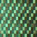 Square Machine Washable Checkered Turquoise Modern Area Rugs, wshabs326turq