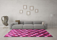 Machine Washable Checkered Pink Modern Rug, wshabs326pnk