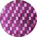 Round Checkered Purple Modern Rug, abs326pur