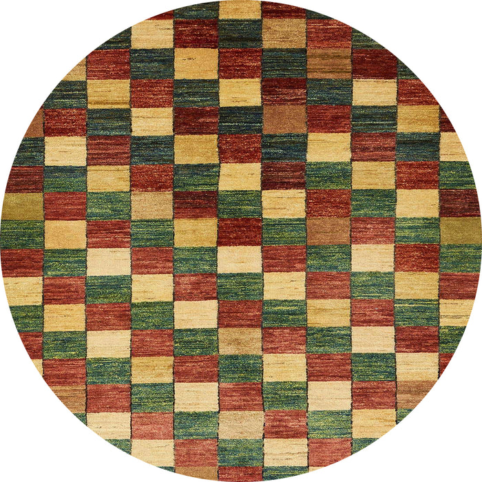 Round Machine Washable Abstract Saffron Red Rug, wshabs326