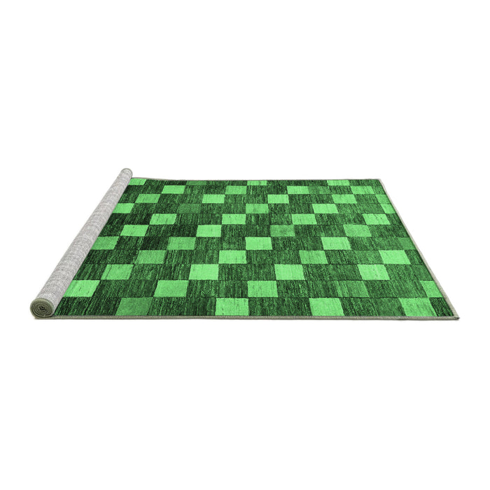 Sideview of Machine Washable Checkered Emerald Green Modern Area Rugs, wshabs326emgrn
