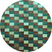 Round Checkered Light Blue Modern Rug, abs326lblu