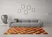 Machine Washable Checkered Orange Modern Area Rugs in a Living Room, wshabs326org