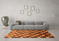 Machine Washable Checkered Orange Modern Rug, wshabs326org