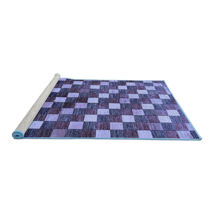 Sideview of Machine Washable Checkered Blue Modern Rug, wshabs326blu