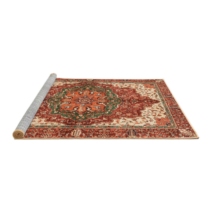 Sideview of Machine Washable Abstract Red Rug, wshabs3270