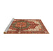 Sideview of Machine Washable Abstract Red Rug, wshabs3270