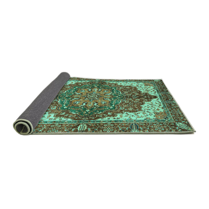 Sideview of Persian Turquoise Traditional Rug, abs3270turq