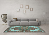 Machine Washable Persian Light Blue Traditional Rug, wshabs3270lblu