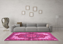 Machine Washable Persian Pink Traditional Rug in a Living Room, wshabs3270pnk