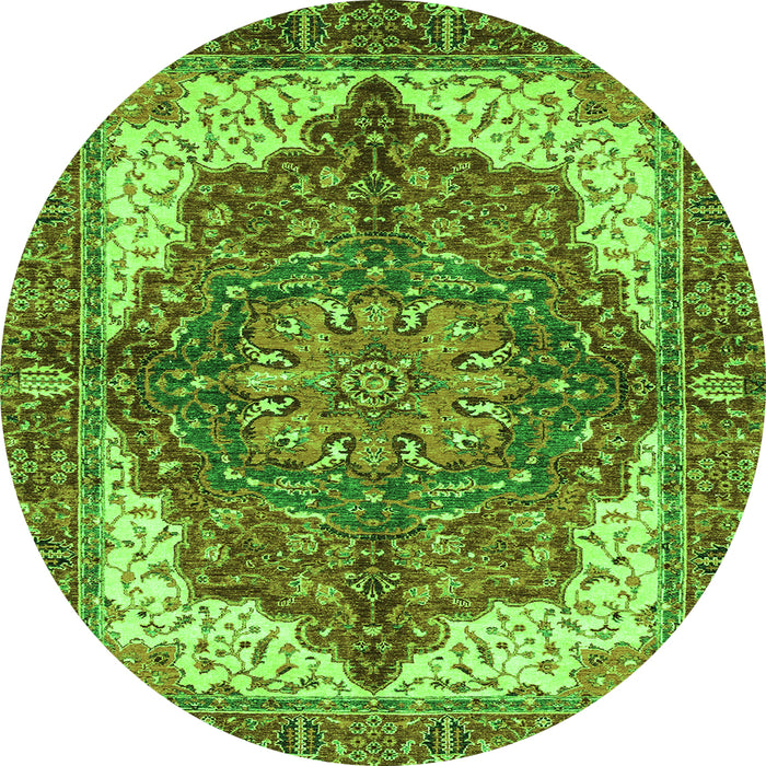Round Persian Green Traditional Rug, abs3270grn