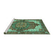 Sideview of Machine Washable Persian Turquoise Traditional Area Rugs, wshabs3270turq