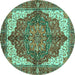 Round Persian Turquoise Traditional Rug, abs3270turq