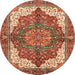 Round Machine Washable Abstract Red Rug, wshabs3270
