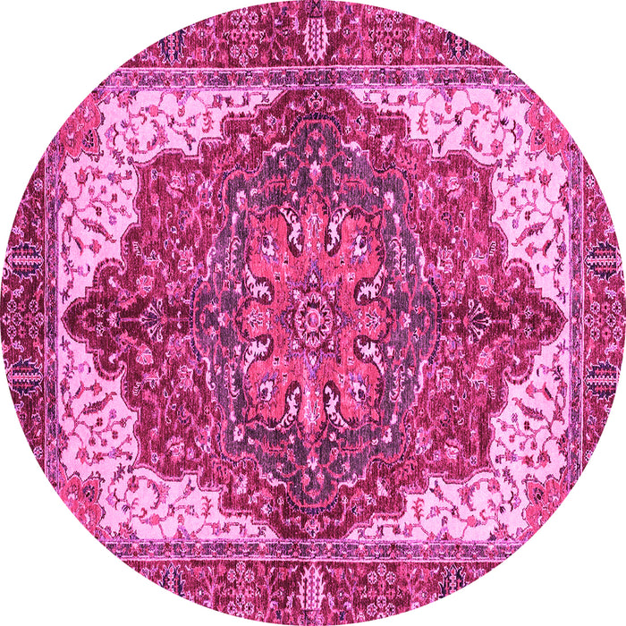 Round Machine Washable Persian Pink Traditional Rug, wshabs3270pnk