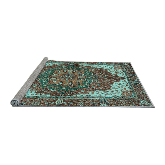 Sideview of Machine Washable Persian Light Blue Traditional Rug, wshabs3270lblu
