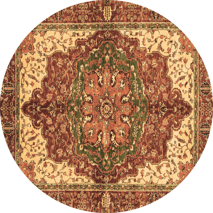 Round Machine Washable Persian Brown Traditional Rug, wshabs3270brn
