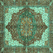 Square Persian Turquoise Traditional Rug, abs3270turq