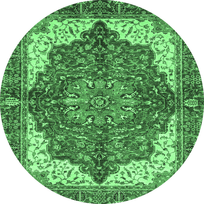 Round Persian Emerald Green Traditional Rug, abs3270emgrn