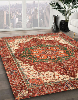 Machine Washable Abstract Red Rug in a Family Room, wshabs3270