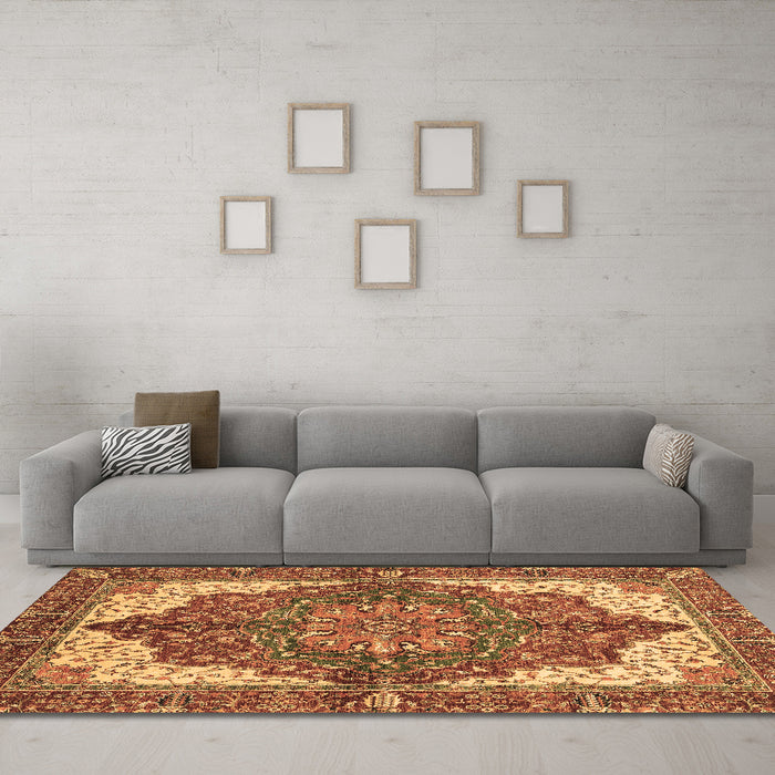 Machine Washable Persian Brown Traditional Rug in a Living Room,, wshabs3270brn