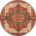 Round Abstract Red Persian Rug, abs3270