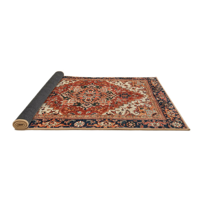 Sideview of Abstract Saffron Red Persian Rug, abs3271