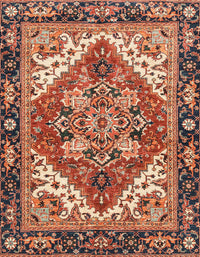 Machine Washable Abstract Saffron Red Rug, wshabs3271