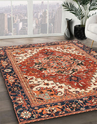 Abstract Saffron Red Persian Rug, abs3271