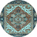 Round Persian Light Blue Traditional Rug, abs3271lblu