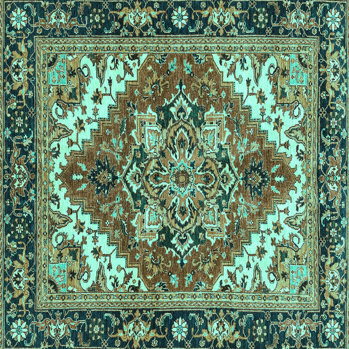 Square Machine Washable Persian Turquoise Traditional Area Rugs, wshabs3271turq