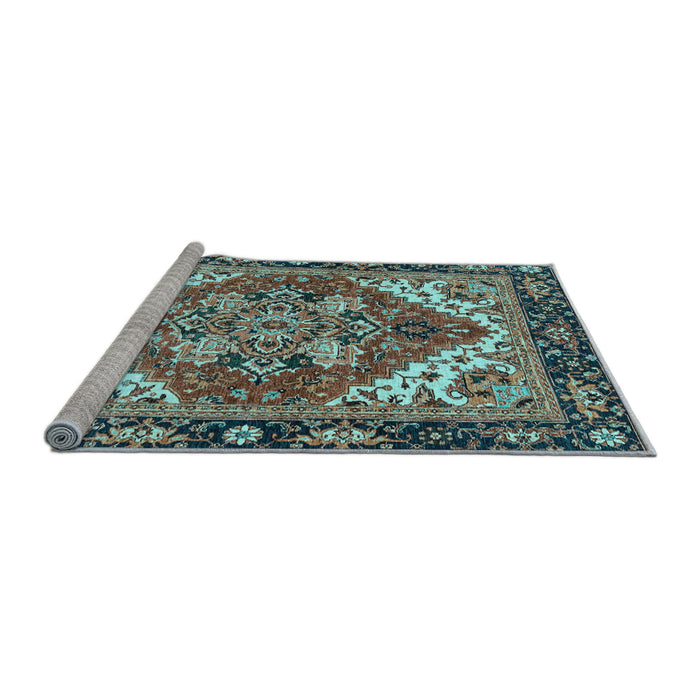 Sideview of Machine Washable Persian Light Blue Traditional Rug, wshabs3271lblu