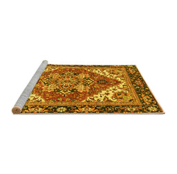 Sideview of Machine Washable Persian Yellow Traditional Rug, wshabs3271yw