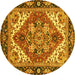 Round Persian Yellow Traditional Rug, abs3271yw