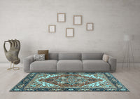 Machine Washable Persian Light Blue Traditional Rug, wshabs3271lblu