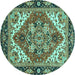 Round Persian Turquoise Traditional Rug, abs3271turq