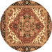 Round Persian Brown Traditional Rug, abs3271brn