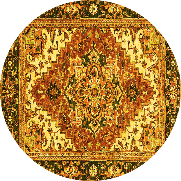 Round Machine Washable Persian Yellow Traditional Rug, wshabs3271yw