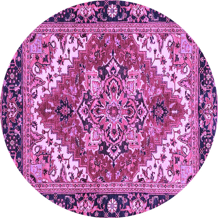 Round Machine Washable Persian Purple Traditional Area Rugs, wshabs3271pur