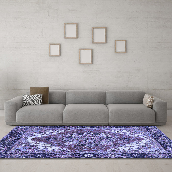 Machine Washable Persian Blue Traditional Rug in a Living Room, wshabs3271blu