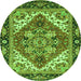 Round Machine Washable Persian Green Traditional Area Rugs, wshabs3271grn