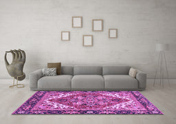 Machine Washable Persian Purple Traditional Area Rugs in a Living Room, wshabs3271pur