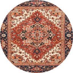 Round Machine Washable Abstract Saffron Red Rug, wshabs3271