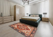 Abstract Saffron Red Persian Rug in a Bedroom, abs3271