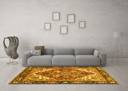 Machine Washable Persian Yellow Traditional Rug in a Living Room, wshabs3271yw