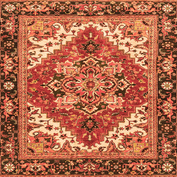 Square Machine Washable Persian Orange Traditional Area Rugs, wshabs3271org