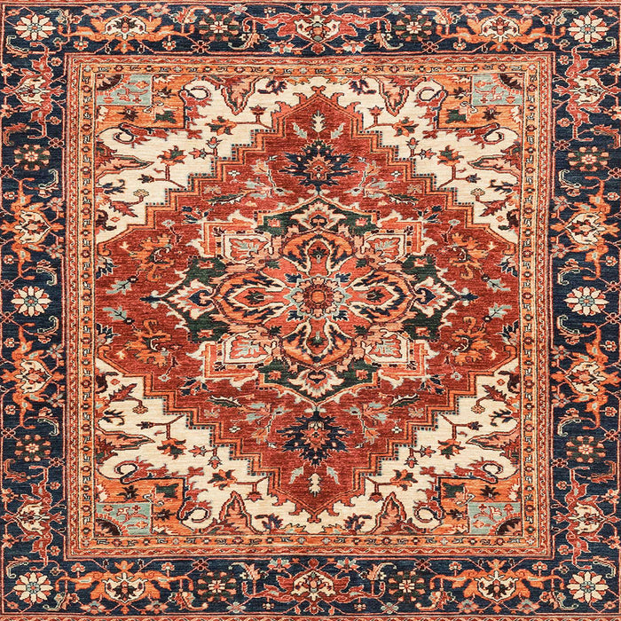 Square Abstract Saffron Red Persian Rug, abs3271
