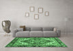 Machine Washable Persian Emerald Green Traditional Area Rugs in a Living Room,, wshabs3271emgrn