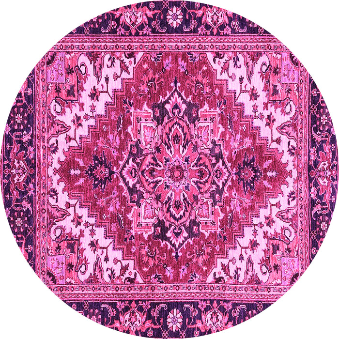 Round Machine Washable Persian Pink Traditional Rug, wshabs3271pnk