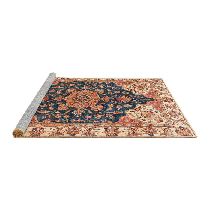 Sideview of Machine Washable Abstract Chestnut Brown Rug, wshabs3272